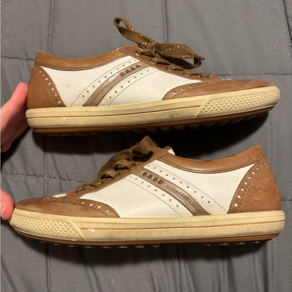 ECCO Women’s Classic Spikeless Wingtip Brown and White Golf Shoes Size 8 - Picture 6 of 8